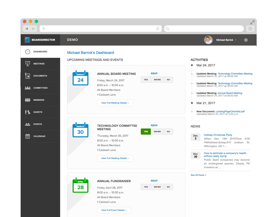 Meeting Dashboard